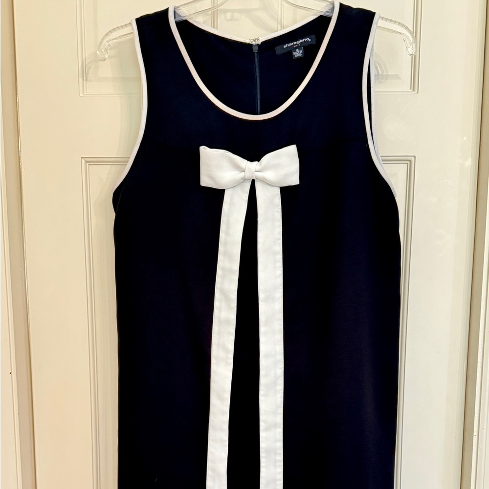 Black and White Sleeveless Dress with Bow